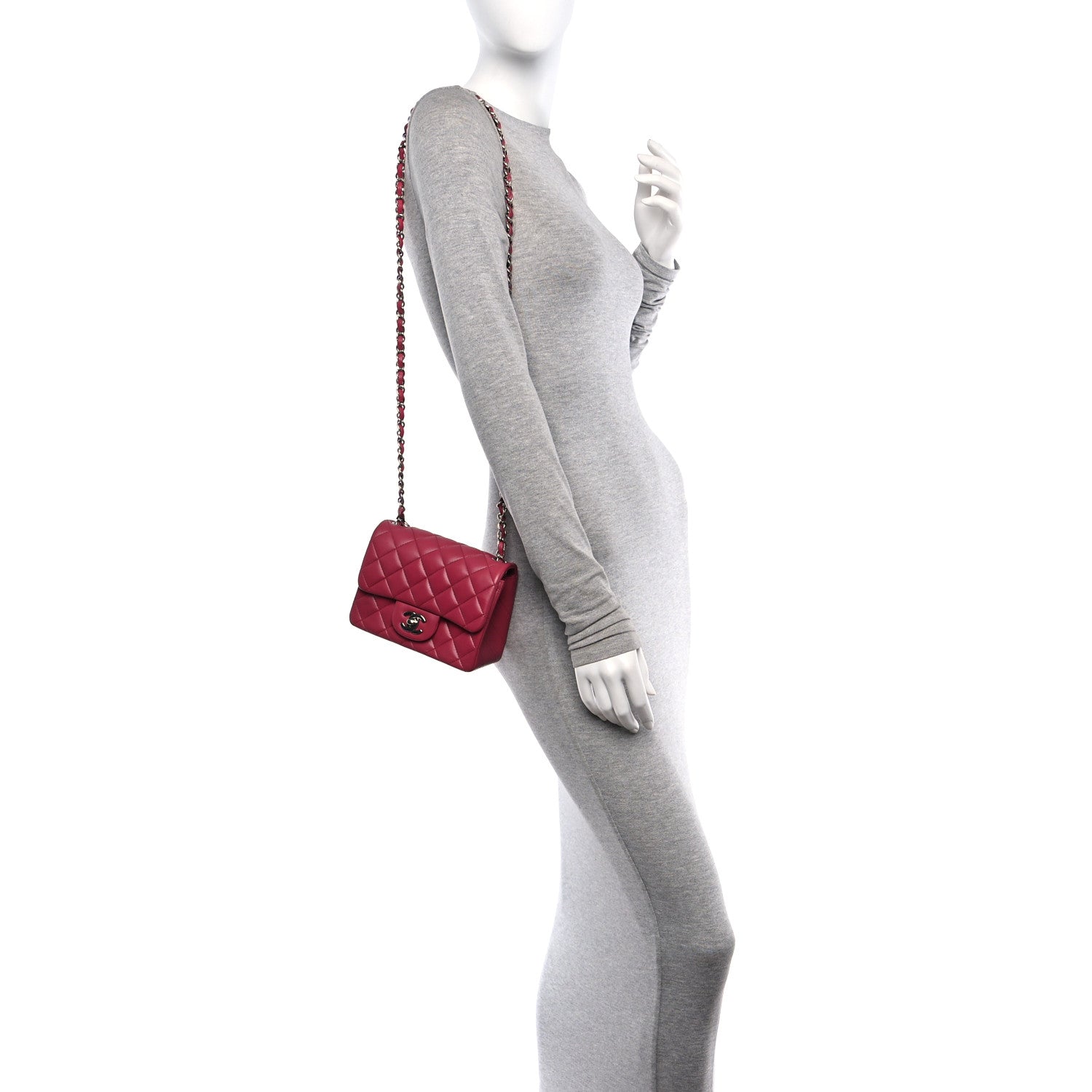 Chanel Lambskin Quilted Mini Square Flap Dark Pink 2 of 11
