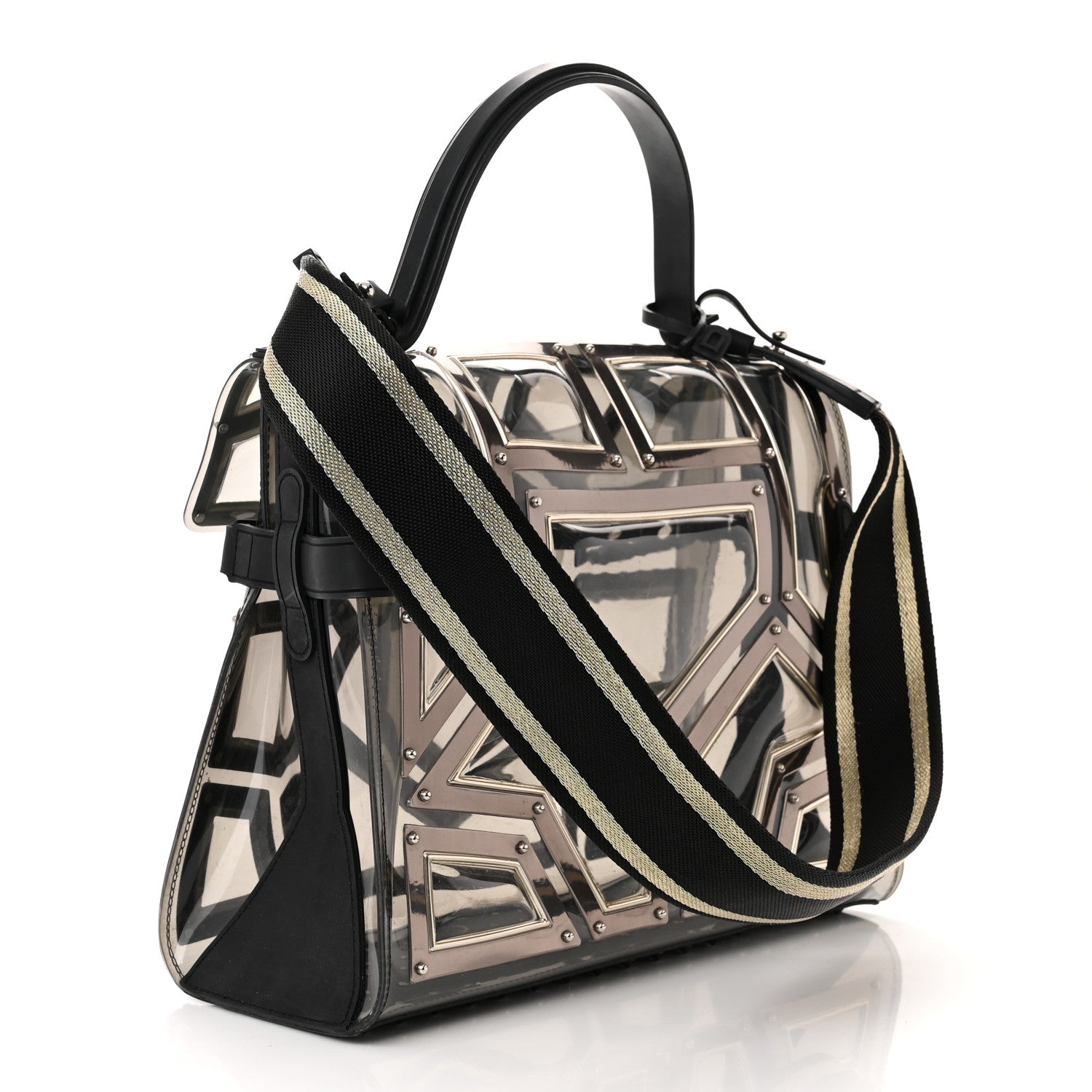 Delvaux Vinyl Gladiator Tempete Satchel Antique Silver Gold 3 of 10