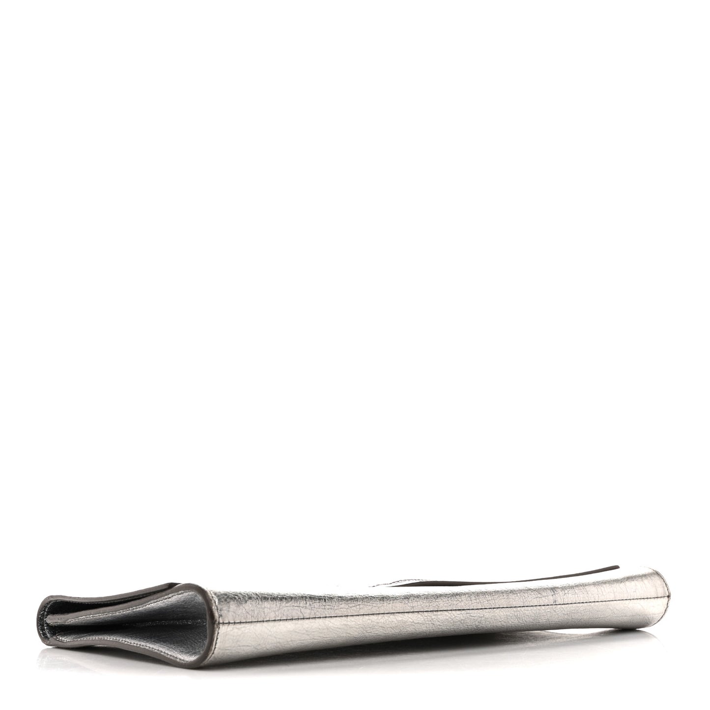 Metallic Calfskin Large Belle De Jour Clutch Dark Silver