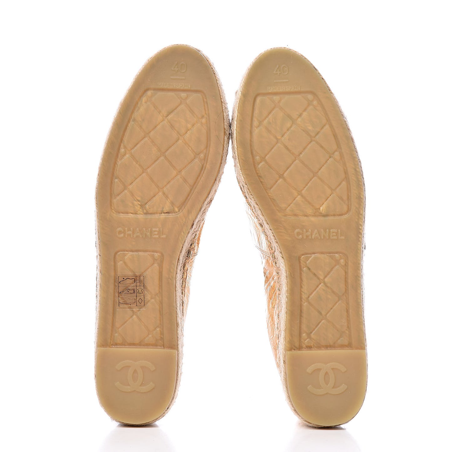 Laminated Lambskin Grosgrain CC Espadrilles 40 Gold Black
