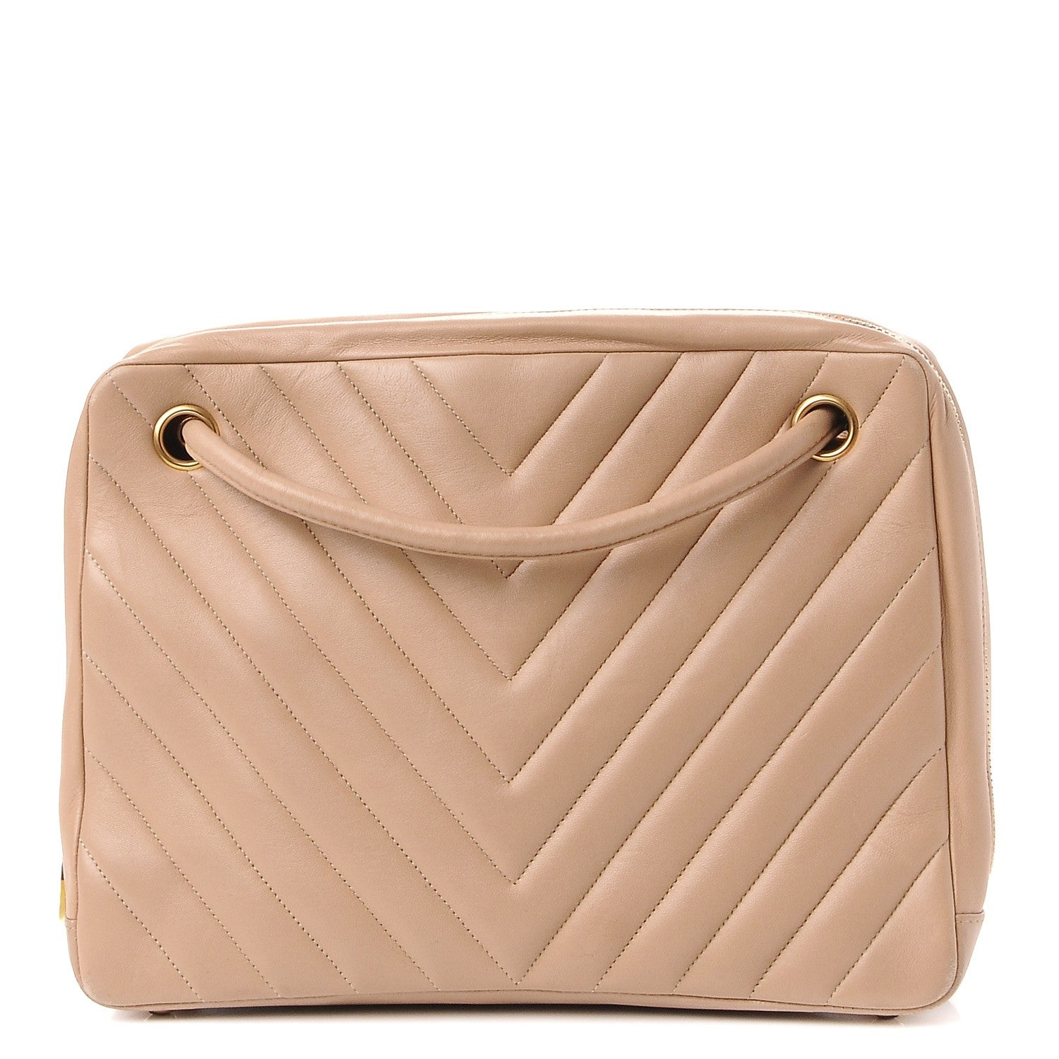 Chanel Lambskin Chevron Quilted Shoulder Bag Beige 1 of 14