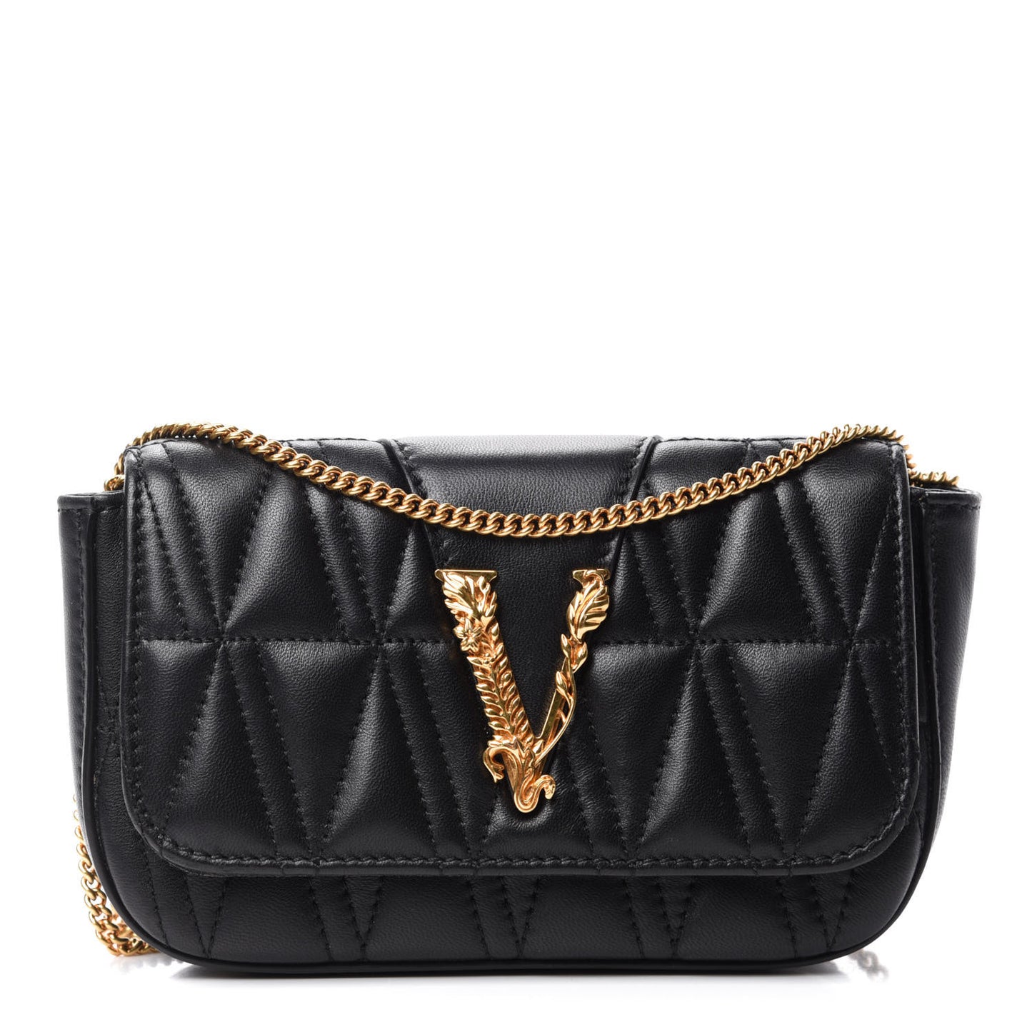 Nappa Quilted Virtus Evening Bag Black