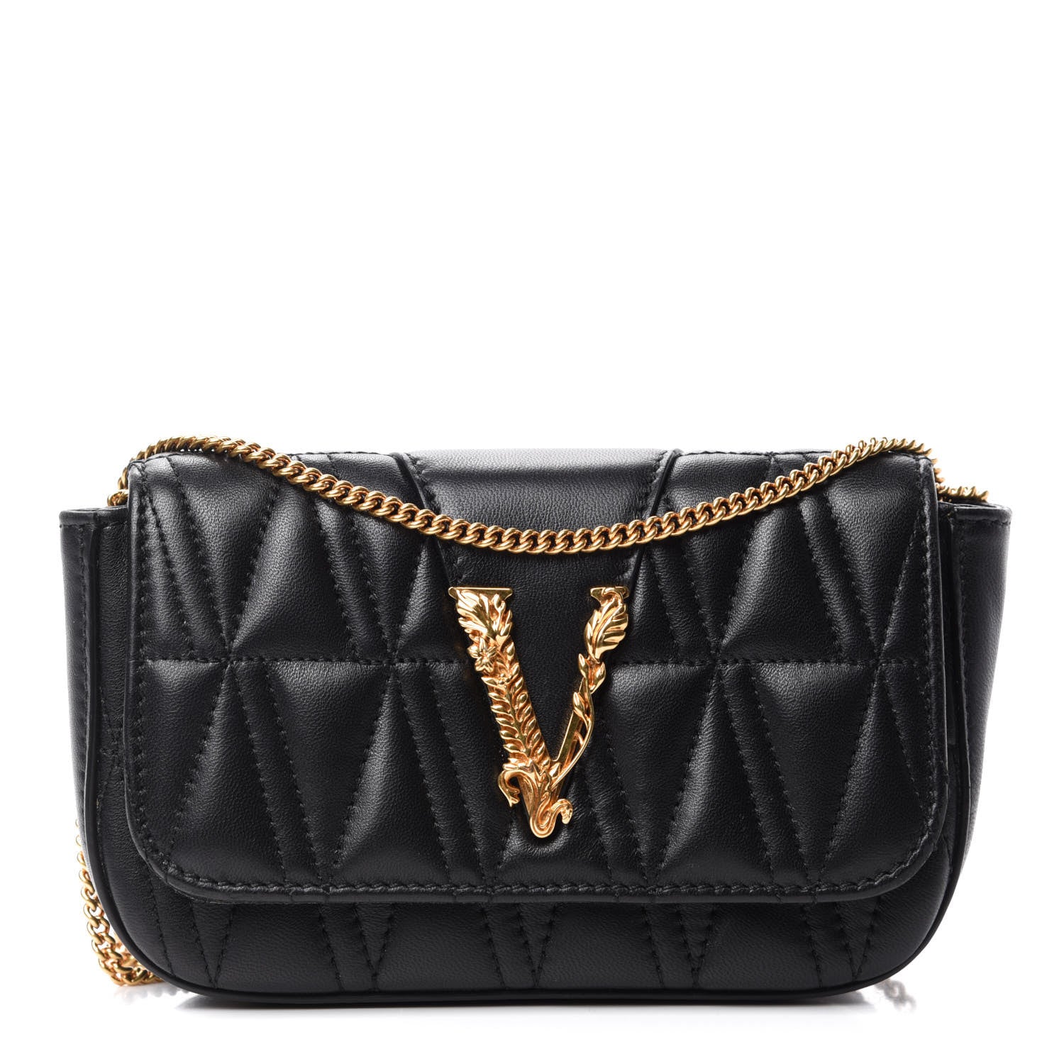 Versace Nappa Quilted Virtus Evening Bag Black 1 of 11
