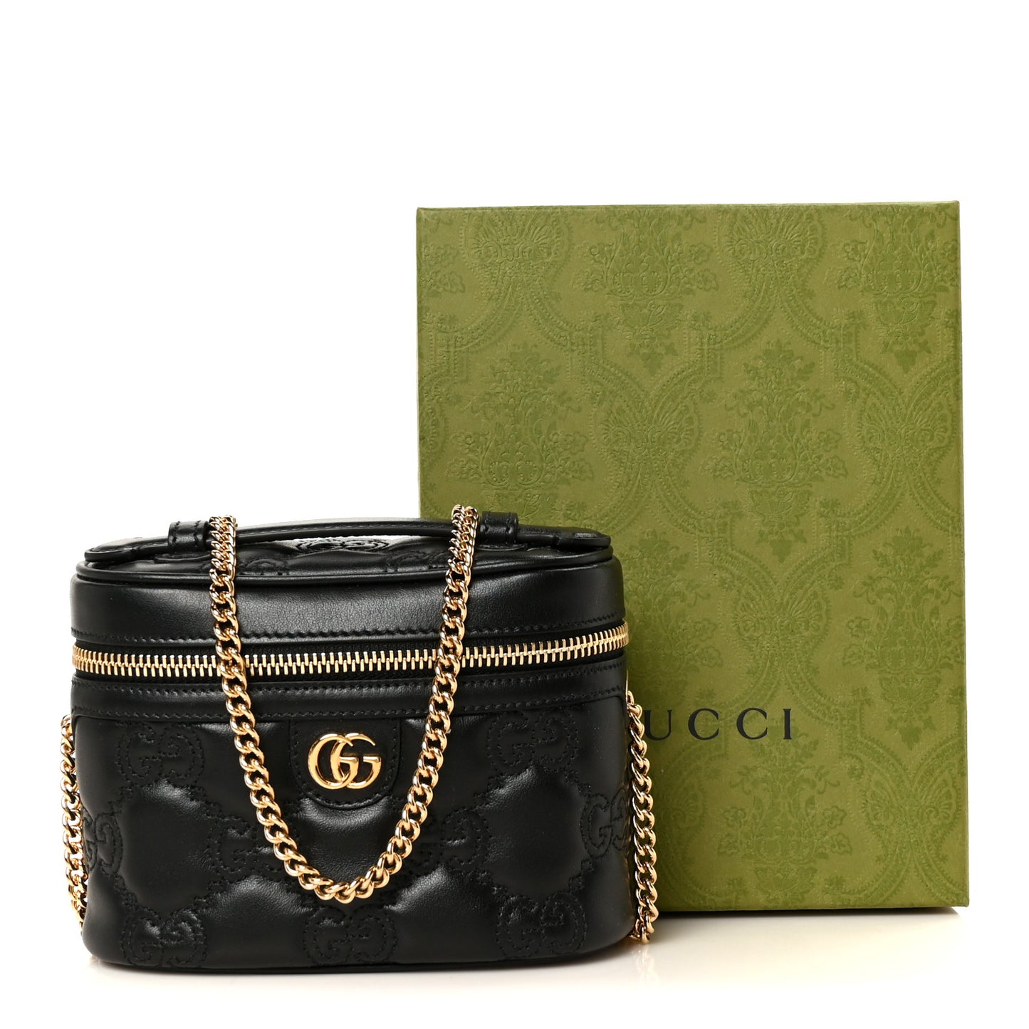 Calfskin GG Matelasse Mini Top Handle Bag Black