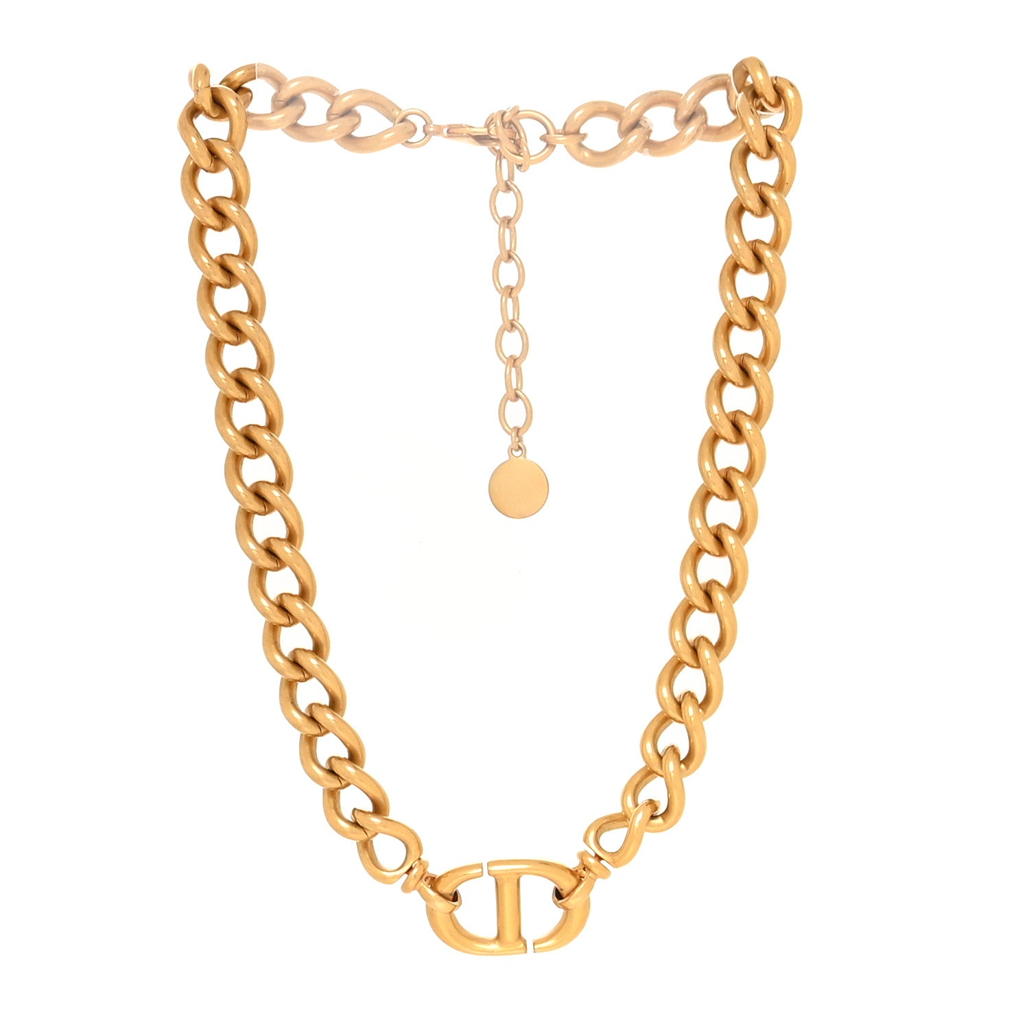 Christian Dior Metal CD Navy Choker Necklace Gold 3 of 5