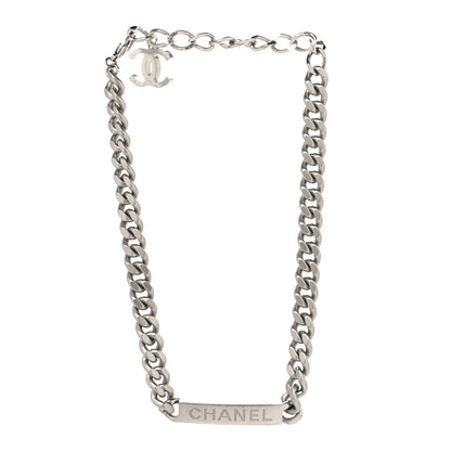 Chanel Oversized Chain Logo Short Necklace Silver 3 of 5