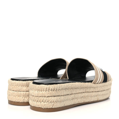Prada Canvas Logo Espadrilles Sandals 39 Beige Black 4 of 9
