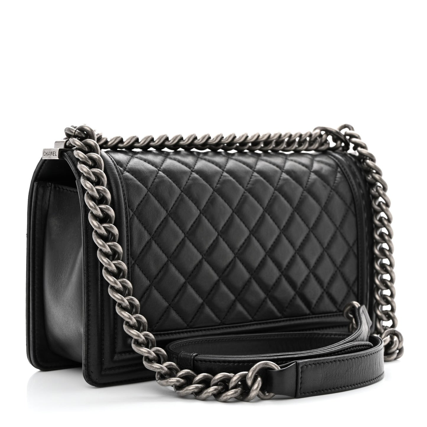 Calfskin Quilted Medium Boy Flap Black