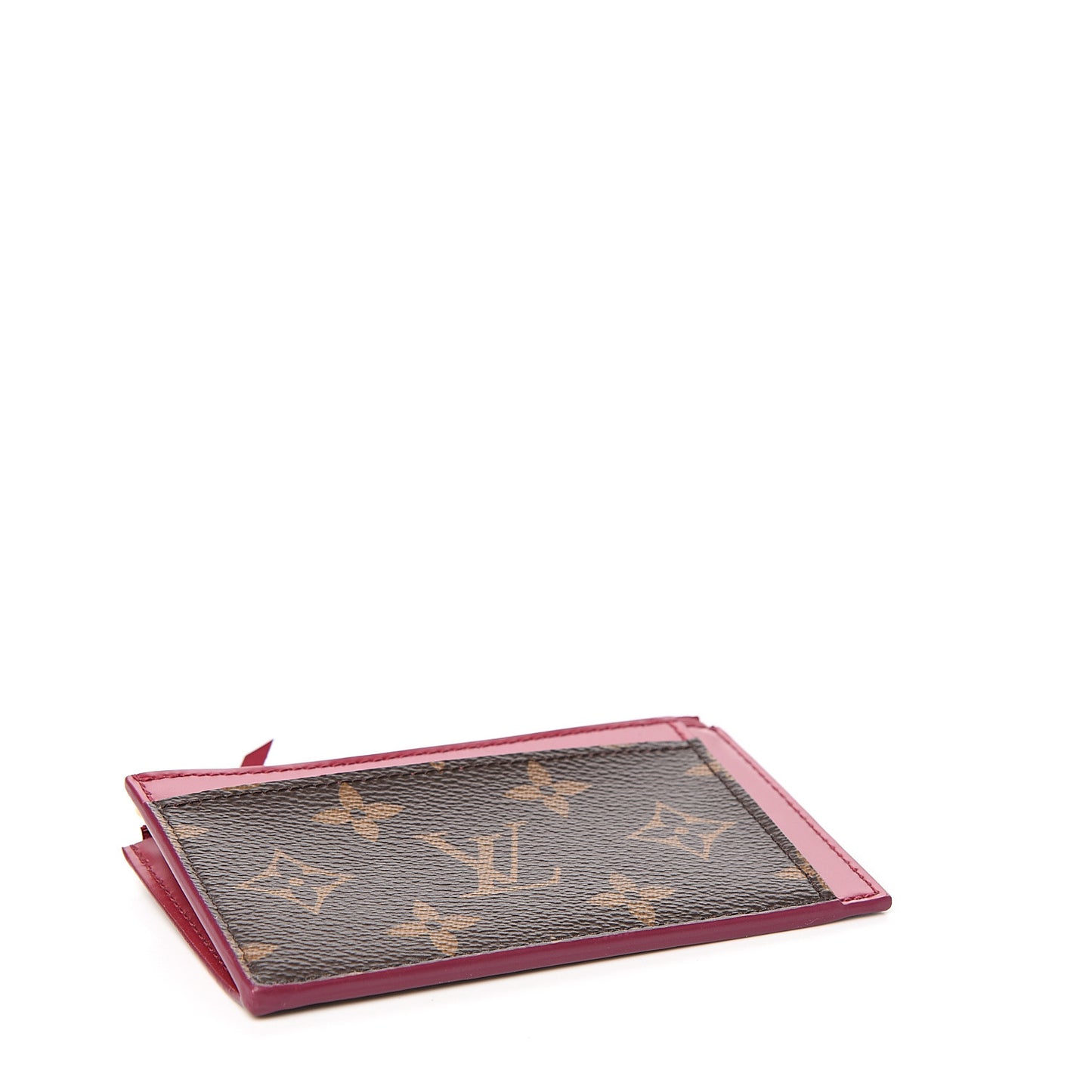 Monogram Zipped Card Holder Fuchsia
