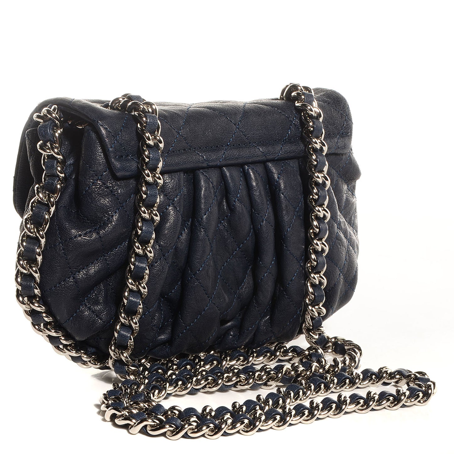 Lambskin Mini Chain Around Messenger Navy Blue