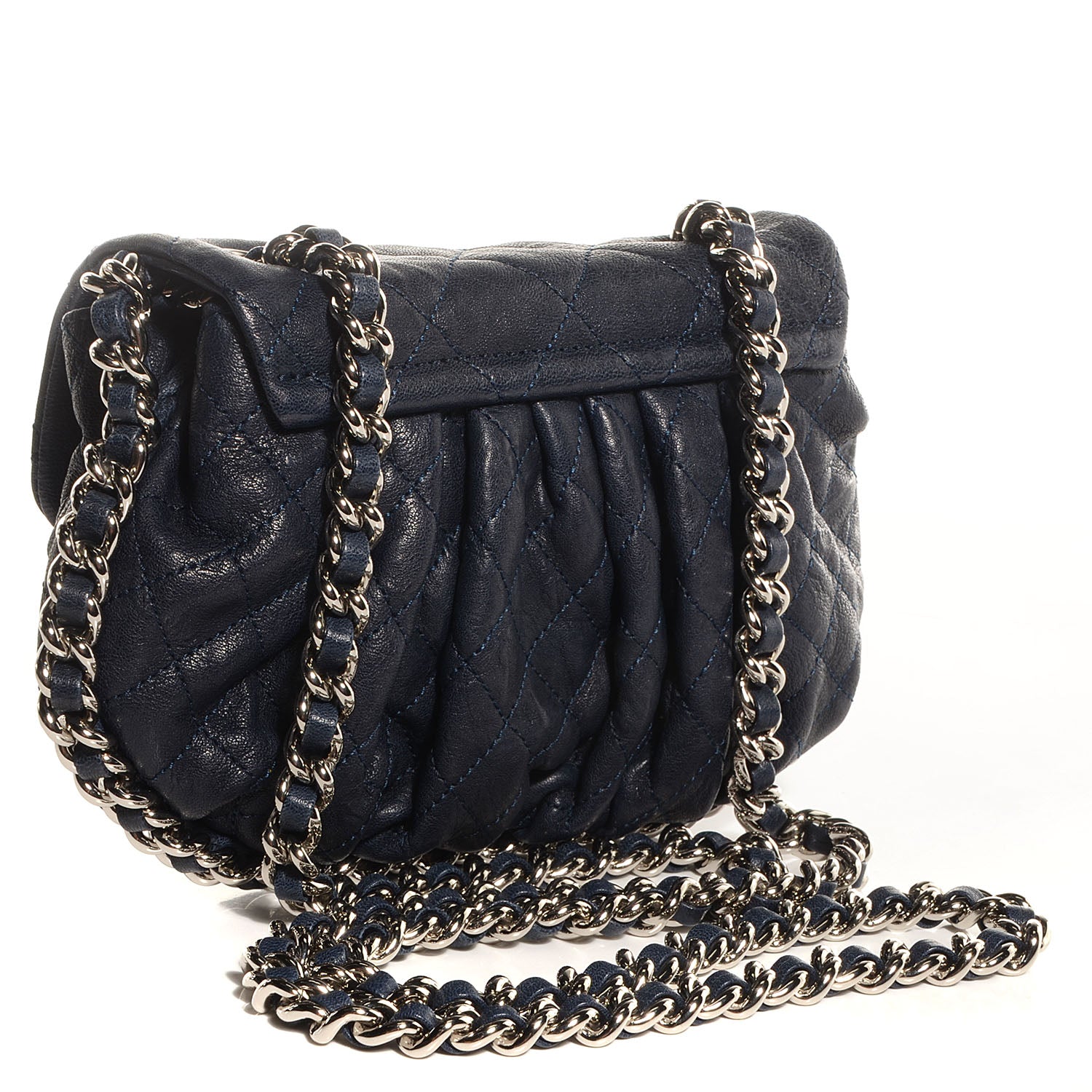 Chanel Lambskin Mini Chain Around Messenger Navy Blue 3 of 7