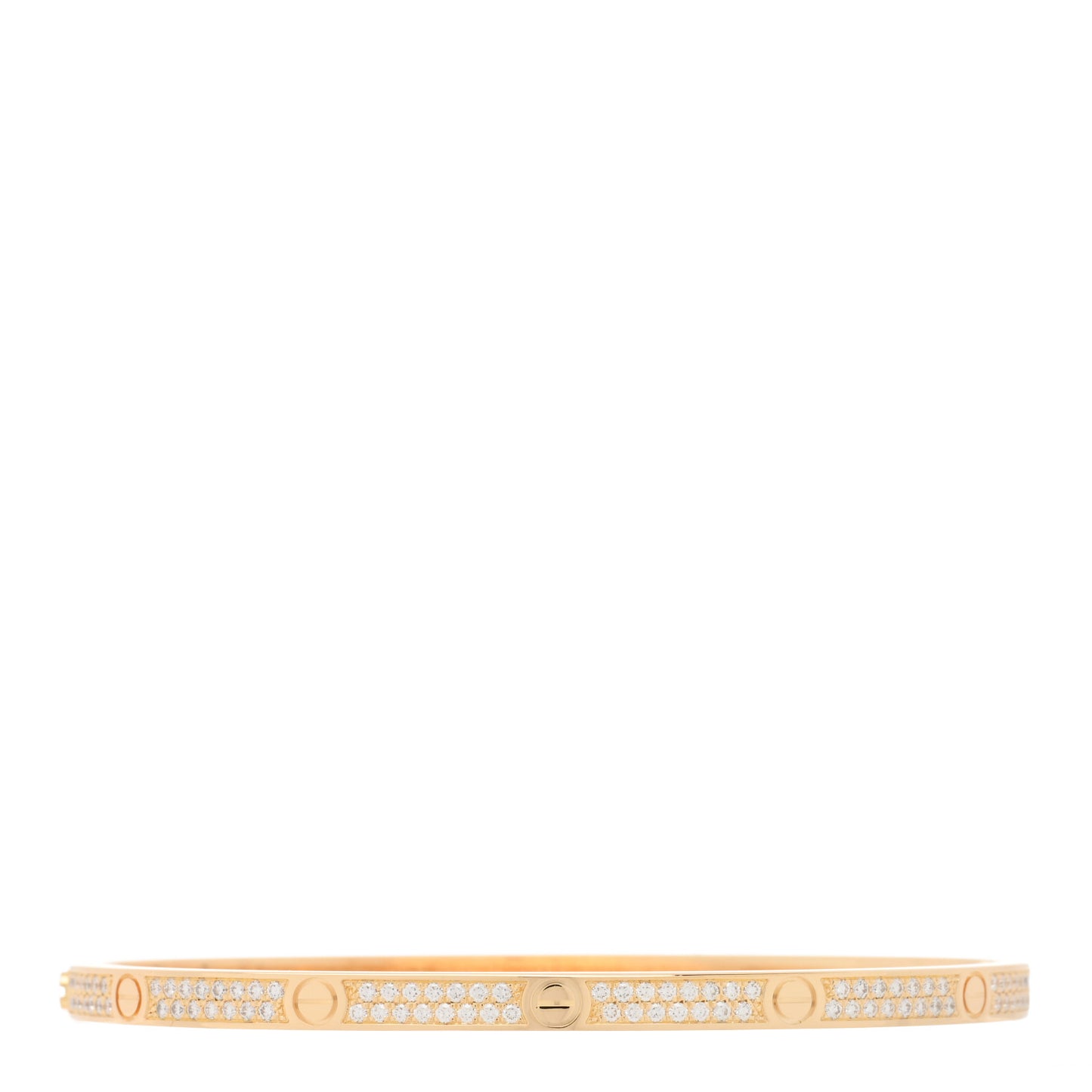 18K Yellow Gold Diamond Small LOVE Paved Bracelet 17