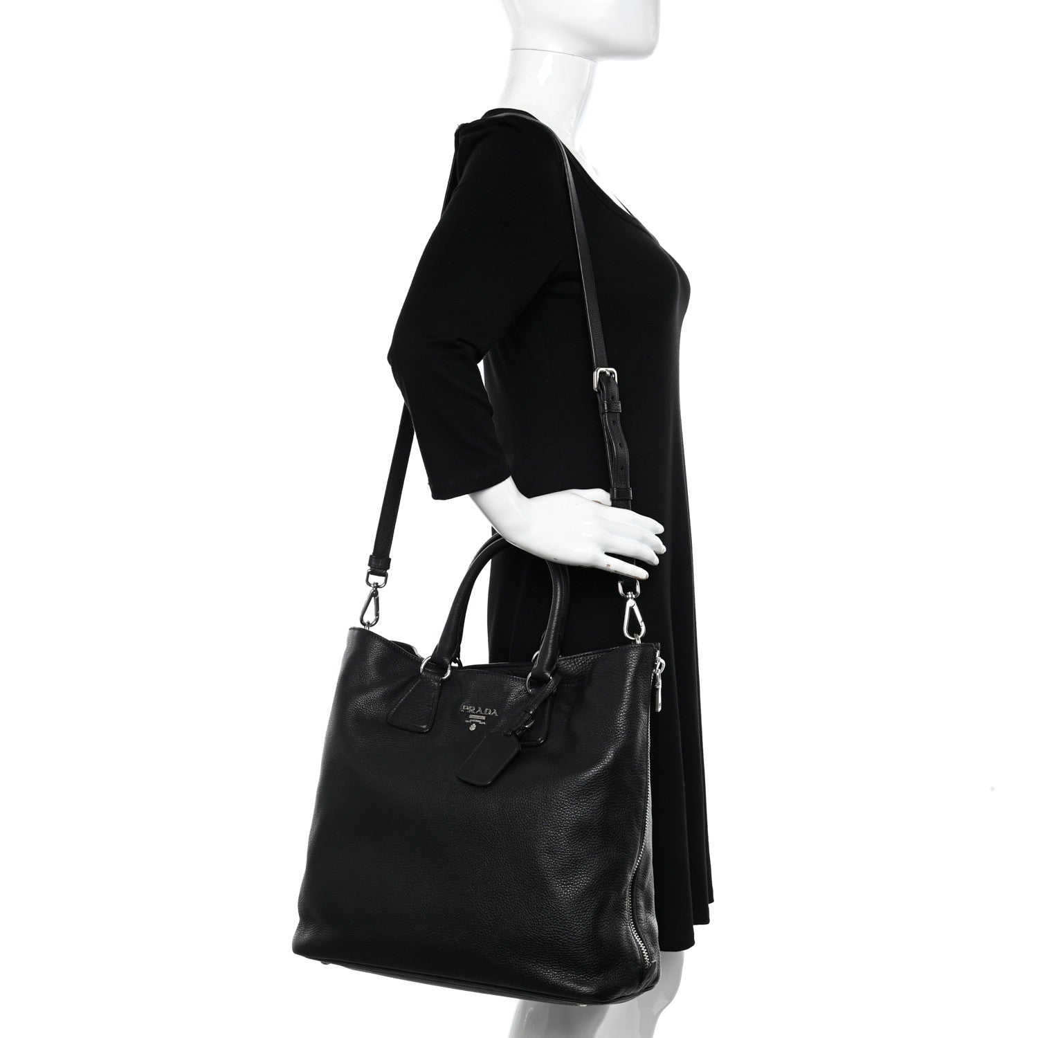 Prada Vitello Daino Tote Black 2 of 15