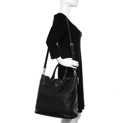 Prada Vitello Daino Tote Black 2 of 15
