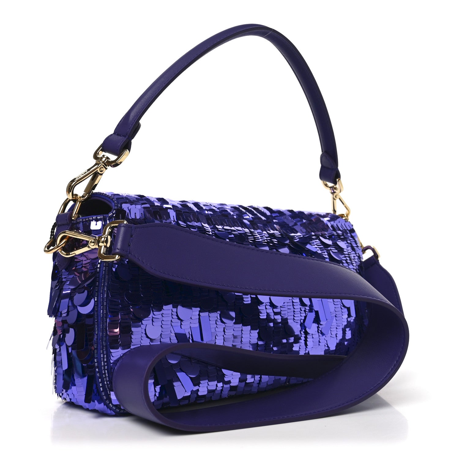Fendi Sequin Paillettes Shiny Nappa Sex and the City Baguette Viola Purple Rain 3 of 10
