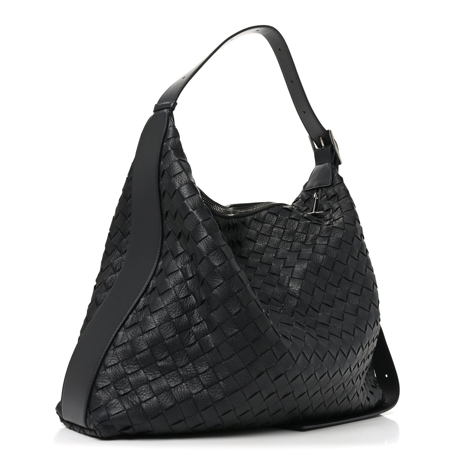 Bottega Veneta Deerskin Intrecciato Medium Traveler Hobo Black 3 of 11