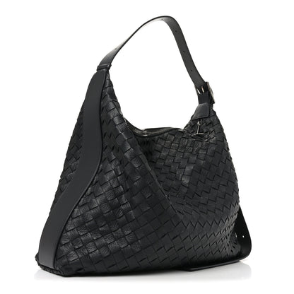 Bottega Veneta Deerskin Intrecciato Medium Traveler Hobo Black 3 of 11