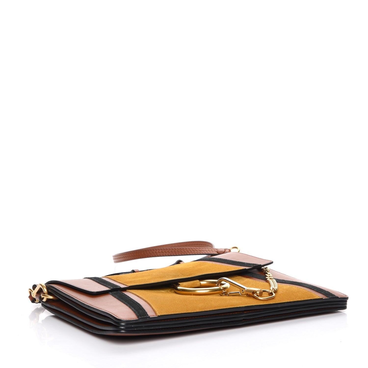 Chloe Suede Calfskin Patchwork Medium Faye Shoulder Bag Tobacco 4 of 9