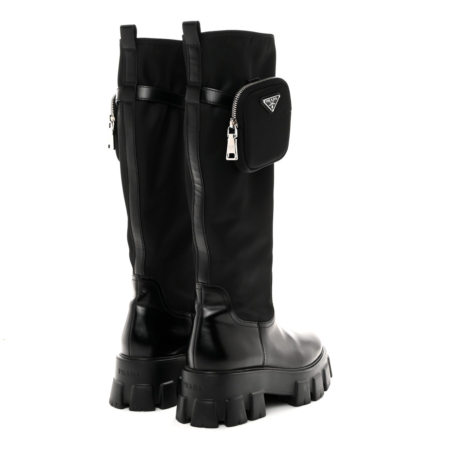Spazzolato Rois Re-Nylon Metal Triangle Logo Monolith Pouch Pocket 55mm Tall Boots 41 Black