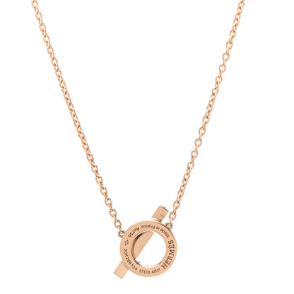 Hermes 18K Rose Gold Black Spinel Finesse Pendant Necklace 4 of 6