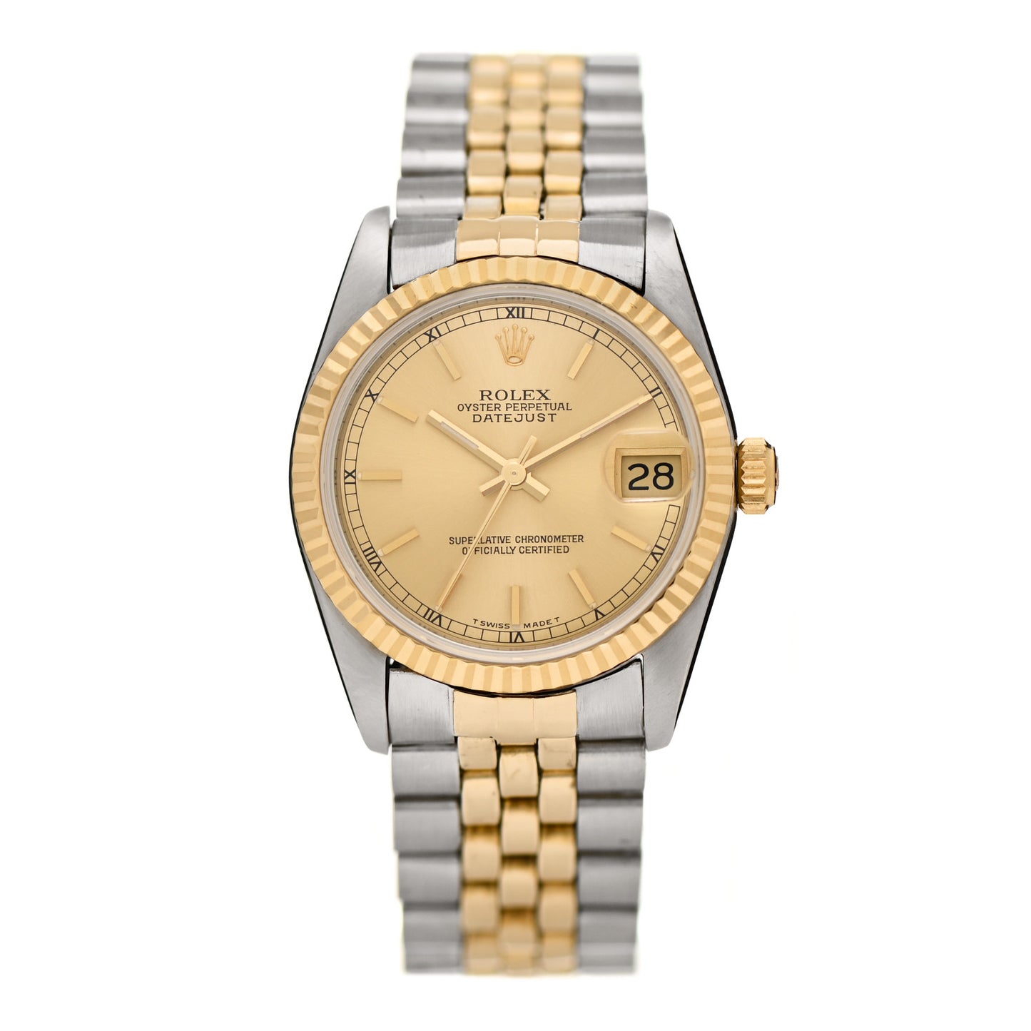 Stainless Steel 14K Yellow Gold 31mm Oyster Perpetual Datejust Watch Champagne 68273