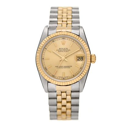 Rolex Stainless Steel 14K Yellow Gold 31mm Oyster Perpetual Datejust Watch Champagne 68273 1 of 5