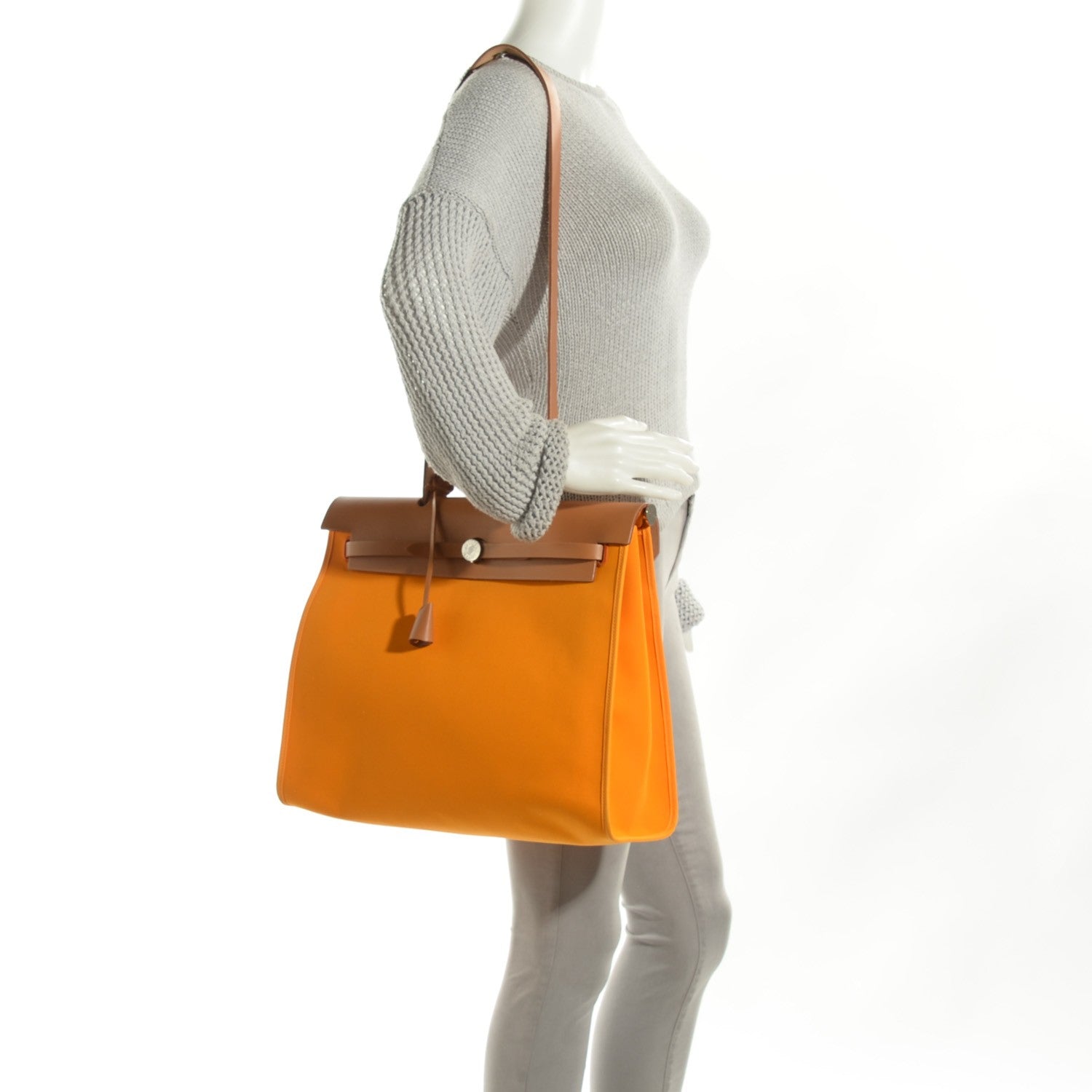 Hermes Vache Hunter Toile Her Bag Zip 39 MM Jaune D'or 15 of 18