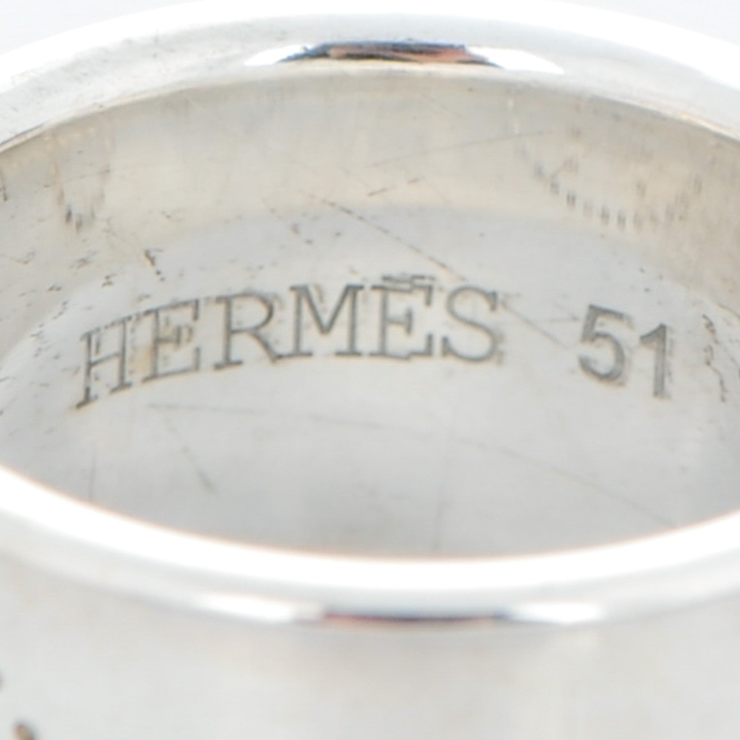 Hermes Sterling Silver Eclipse Ruban Ring GM 51 5.75 4 of 5