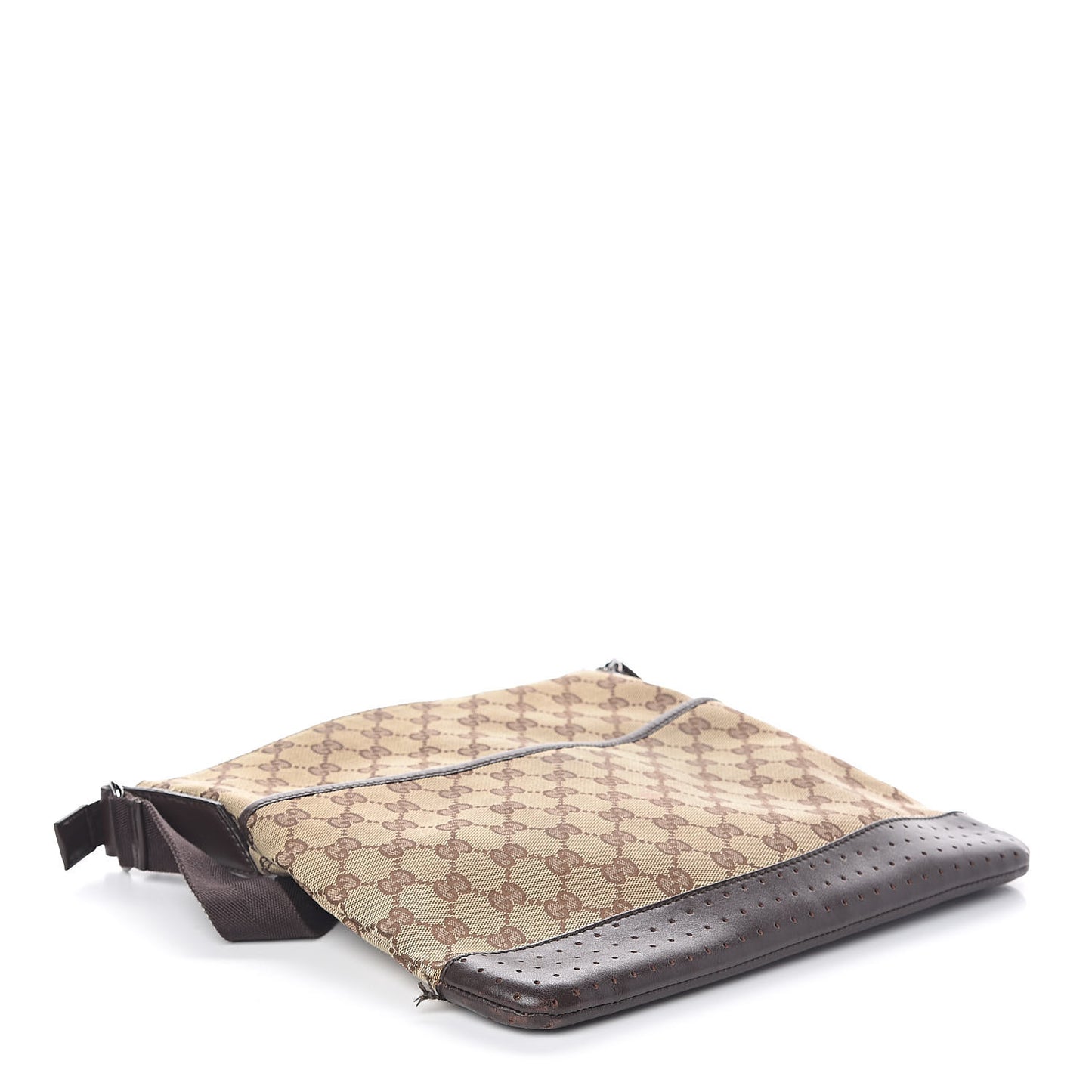 Monogram Calfskin Perforated Medium Flat Messenger Bag Dark Brown