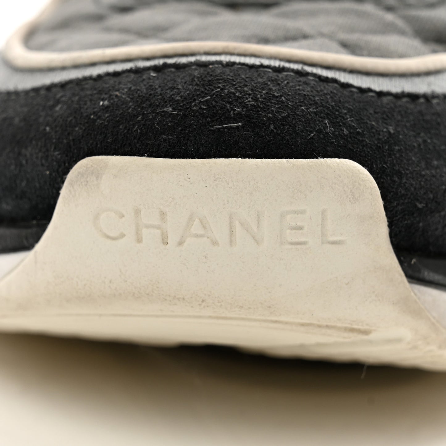 Fabric Suede Calfskin Quilted CC Sneakers 37 Dark Grey