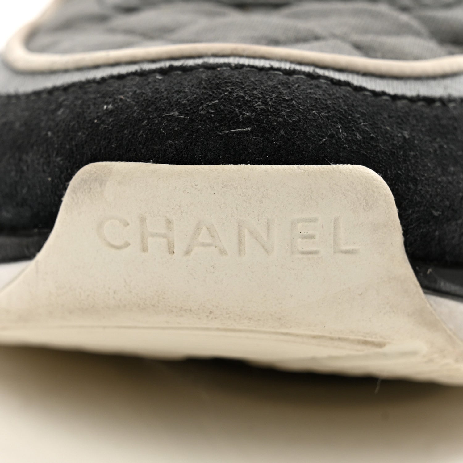 Chanel Fabric Suede Calfskin Quilted CC Sneakers 37 Dark Grey 8 of 15