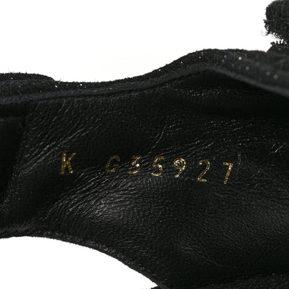 Chanel Suede Kidskin Glitter Crystal Velcro Dad Sandals 38 Black Silver 9 of 9