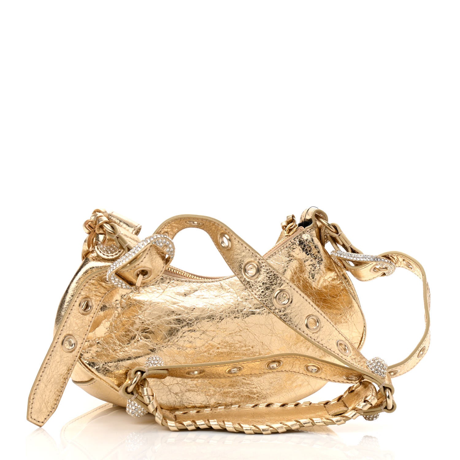 Balenciaga Metallic Agneau Arena Crystal Le Cagole Shoulder Bag XS Light Gold 4 of 11