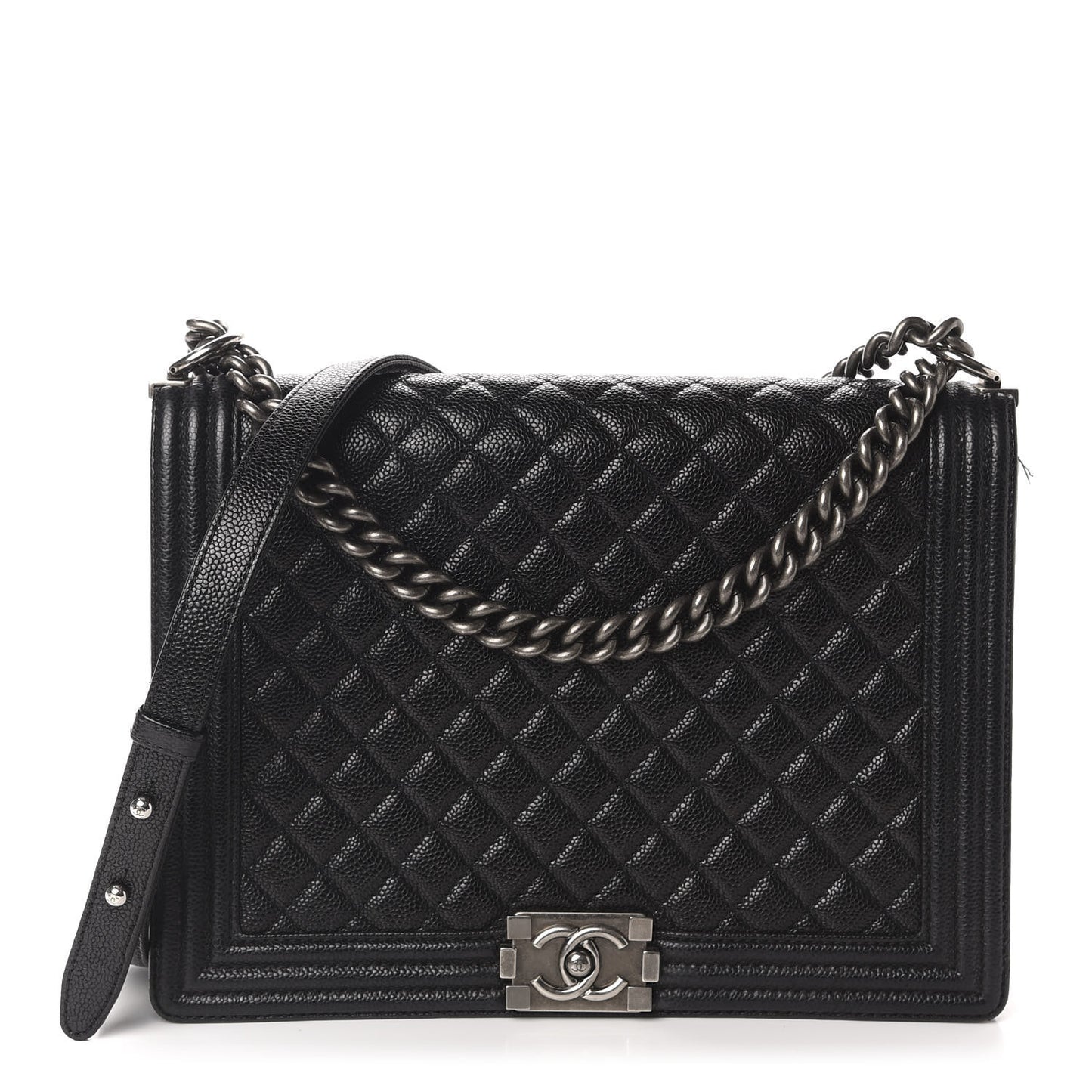 Caviar Quilted Large Boy Flap Black