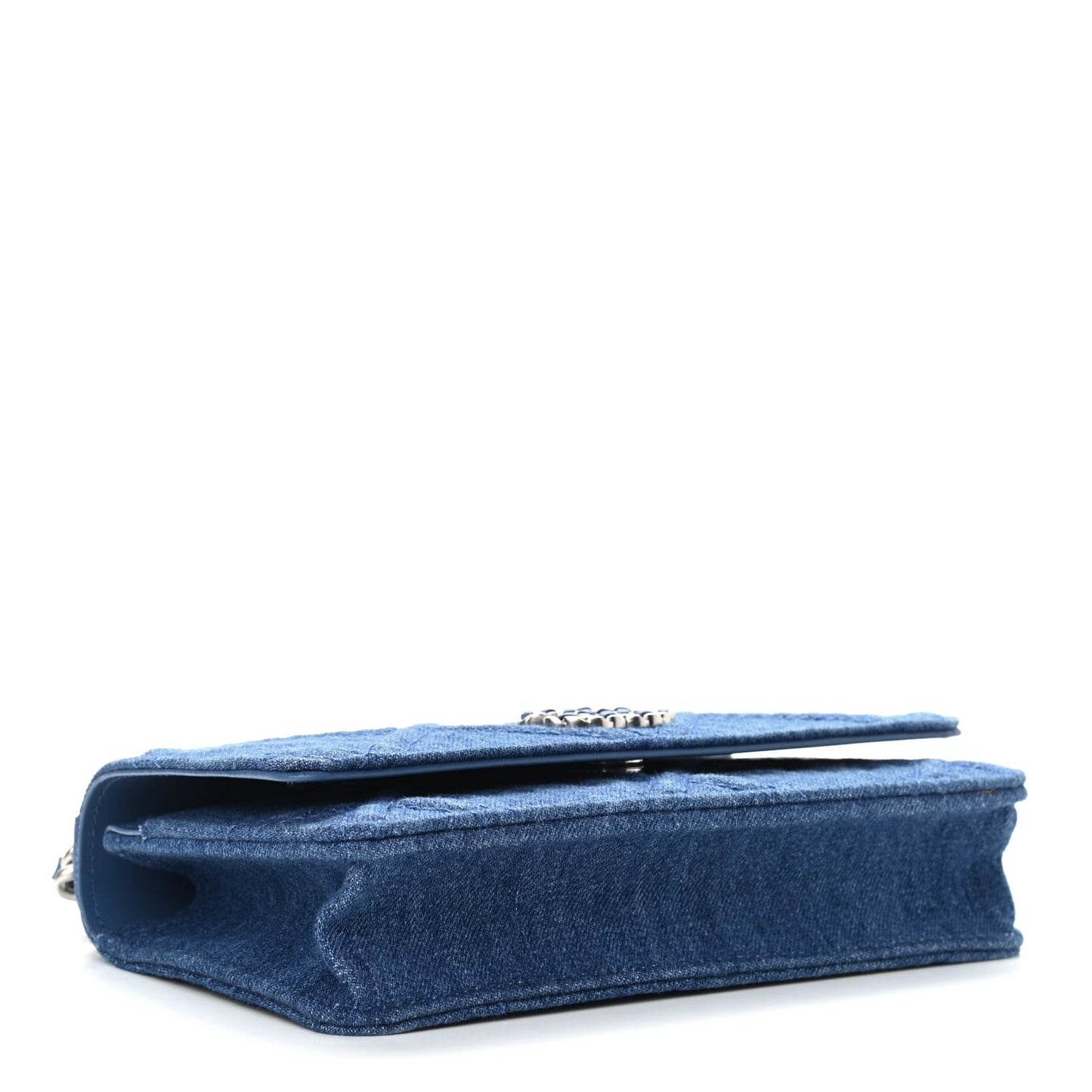 Denim Quilted Chanel 19 Wallet On Chain WOC Blue