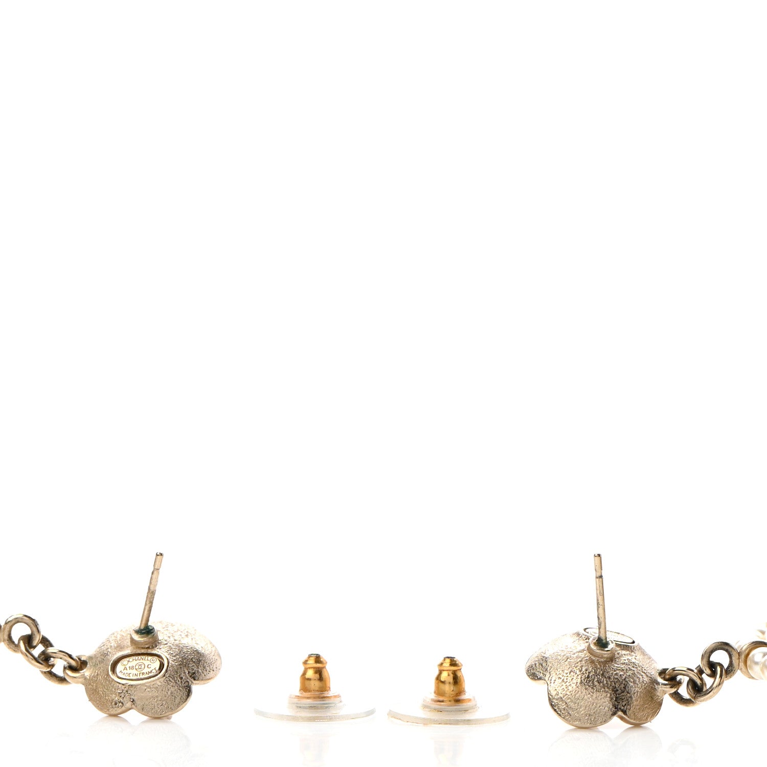 Chanel Pearl CC Drop Hoop Earrings Light Gold 3 of 4