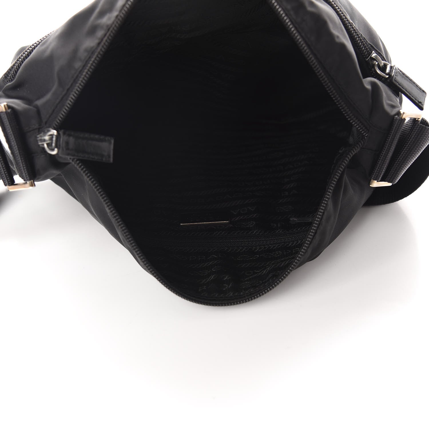 Prada Nylon Flat Messenger Bag Black 5 of 10