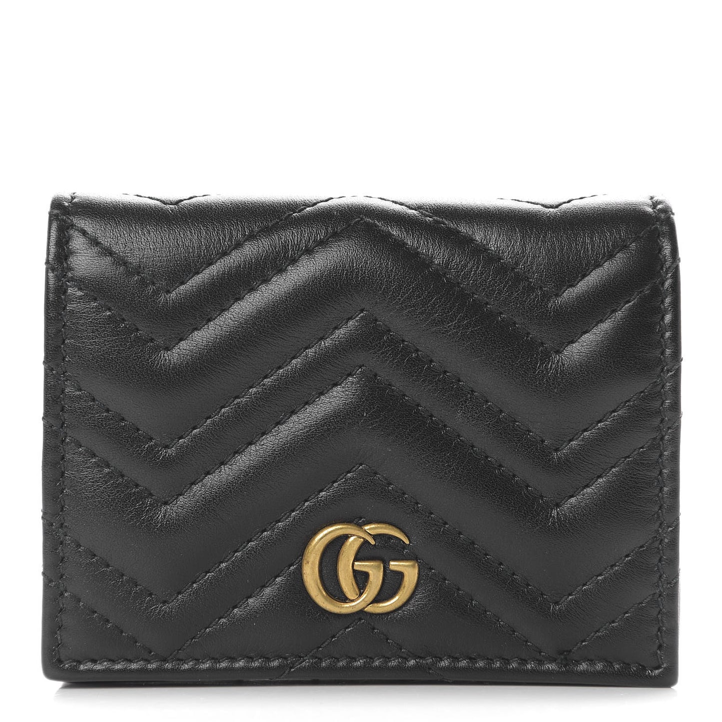 Calfskin Matelasse GG Marmont Card Case Wallet Black