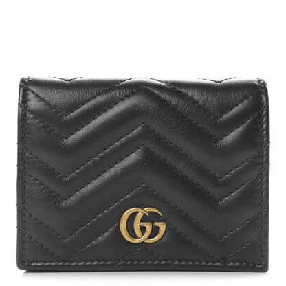 Gucci Calfskin Matelasse GG Marmont Card Case Wallet Black 1 of 7