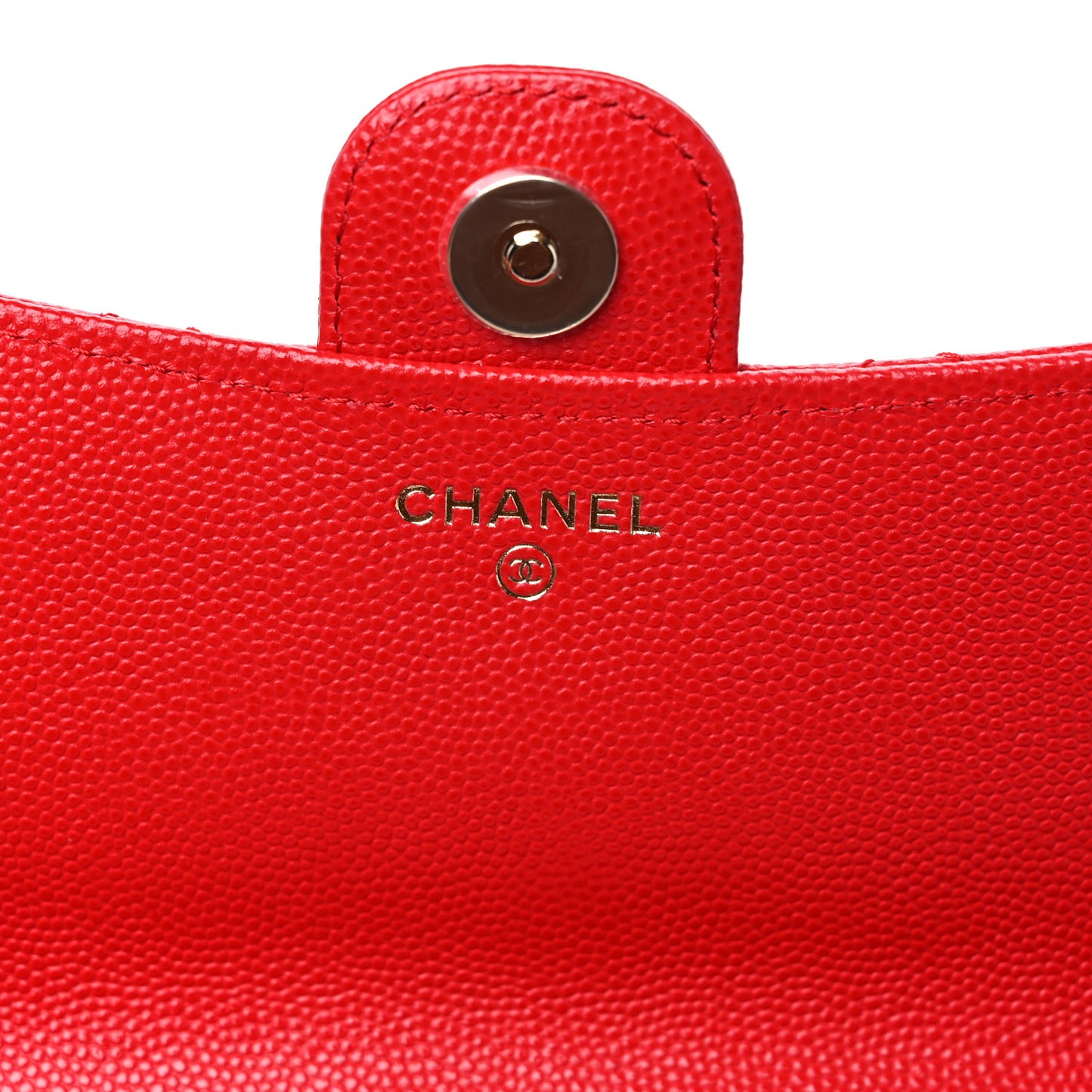 Caviar Quilted Flap Phone Holder With Chain Red