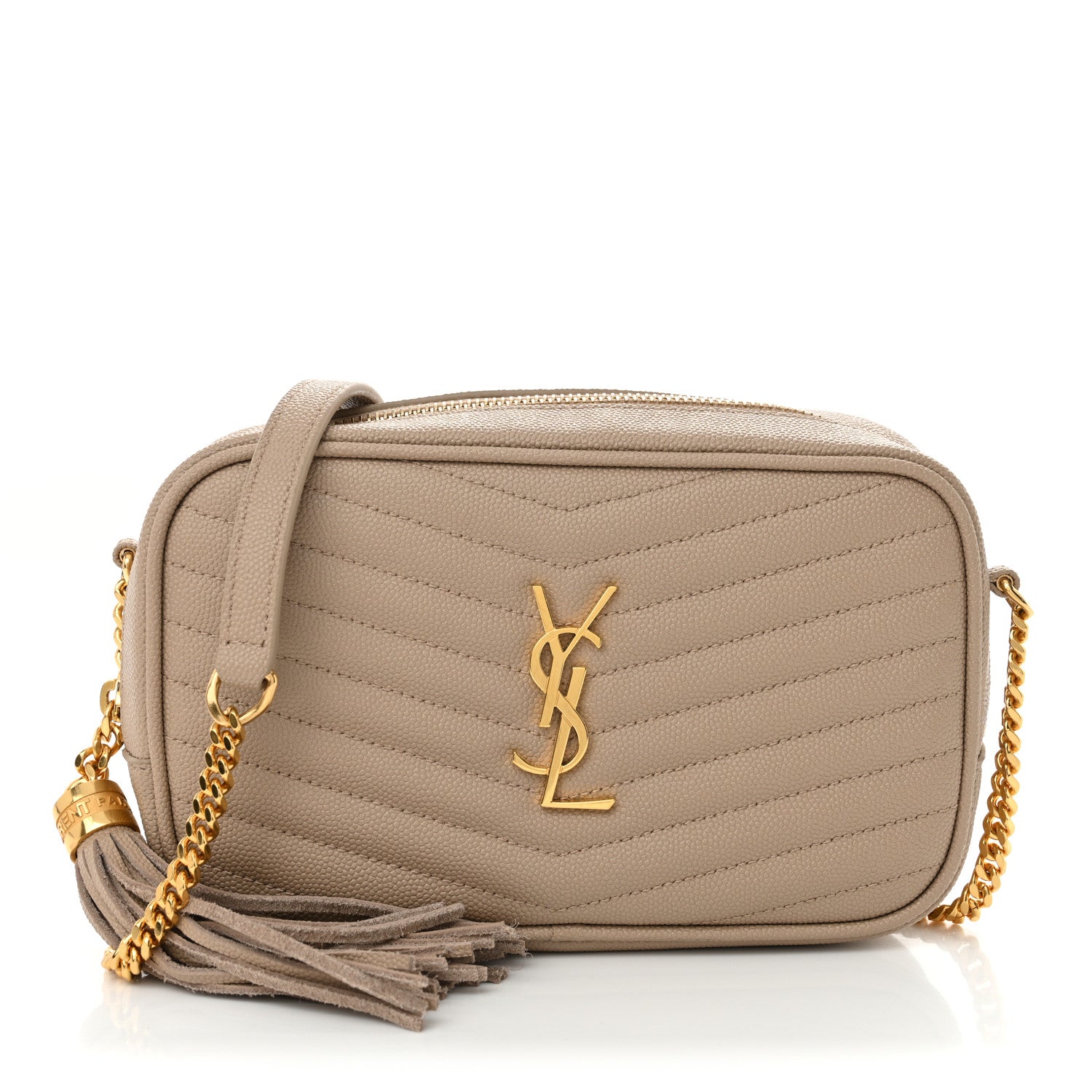 Saint Laurent Calfskin Matelasse Monogram Mini Lou Camera Bag Dark Beige 1 of 10