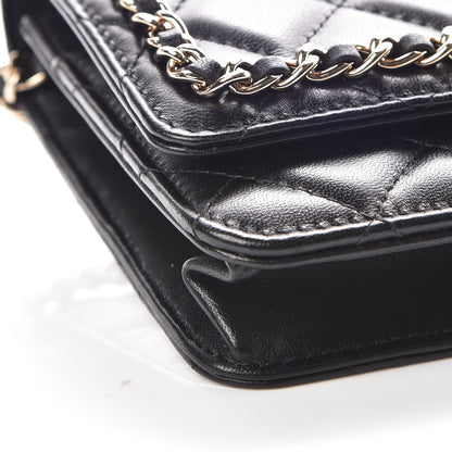 Chanel Lambskin Quilted Chain Around Wallet On Chain WOC Black 9 of 11