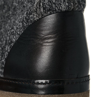 Chanel Tweed Calfskin CC Lace Up Short Boots 39 Grey 10 of 10