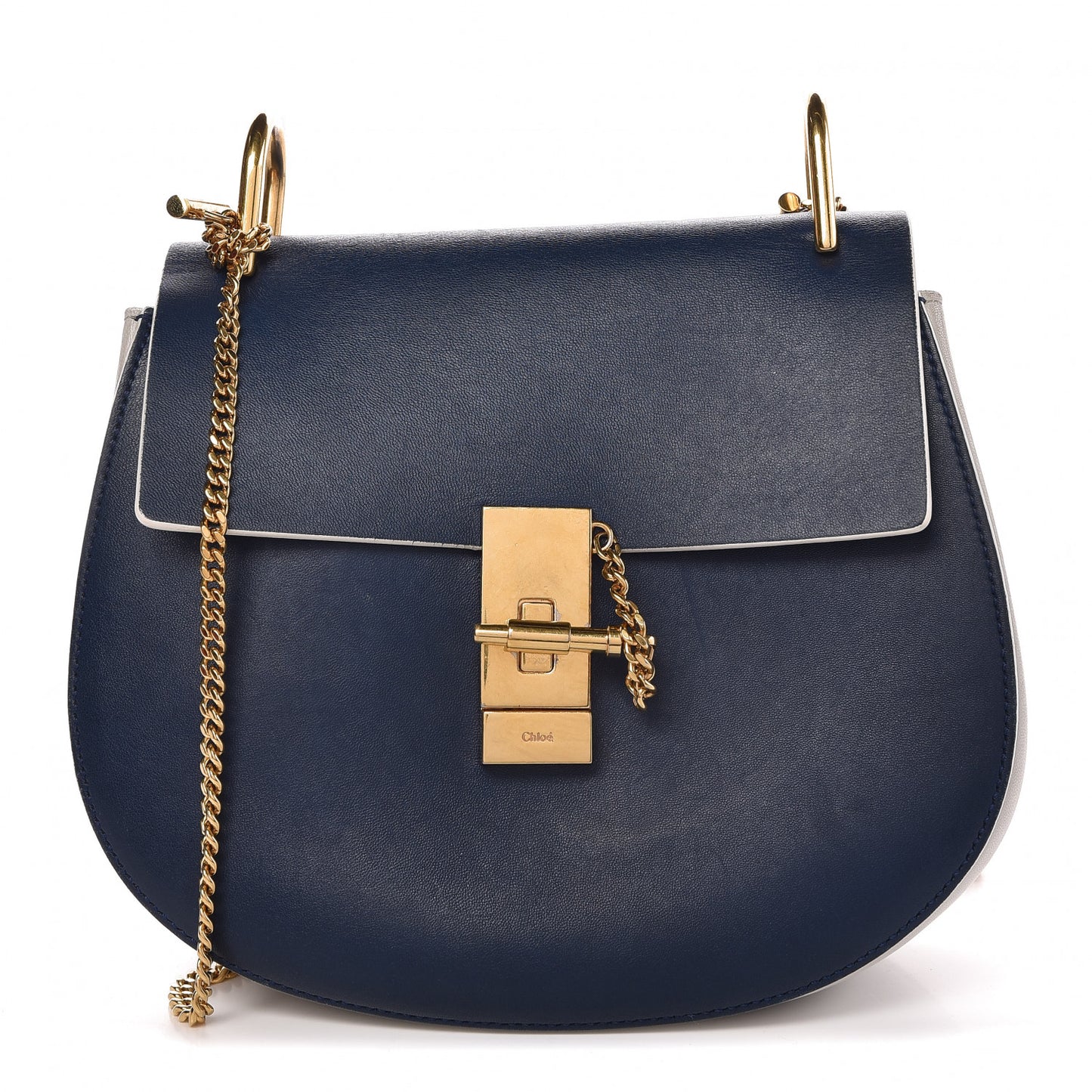 Smooth Calfskin Medium Drew Shoulder Bag Blue