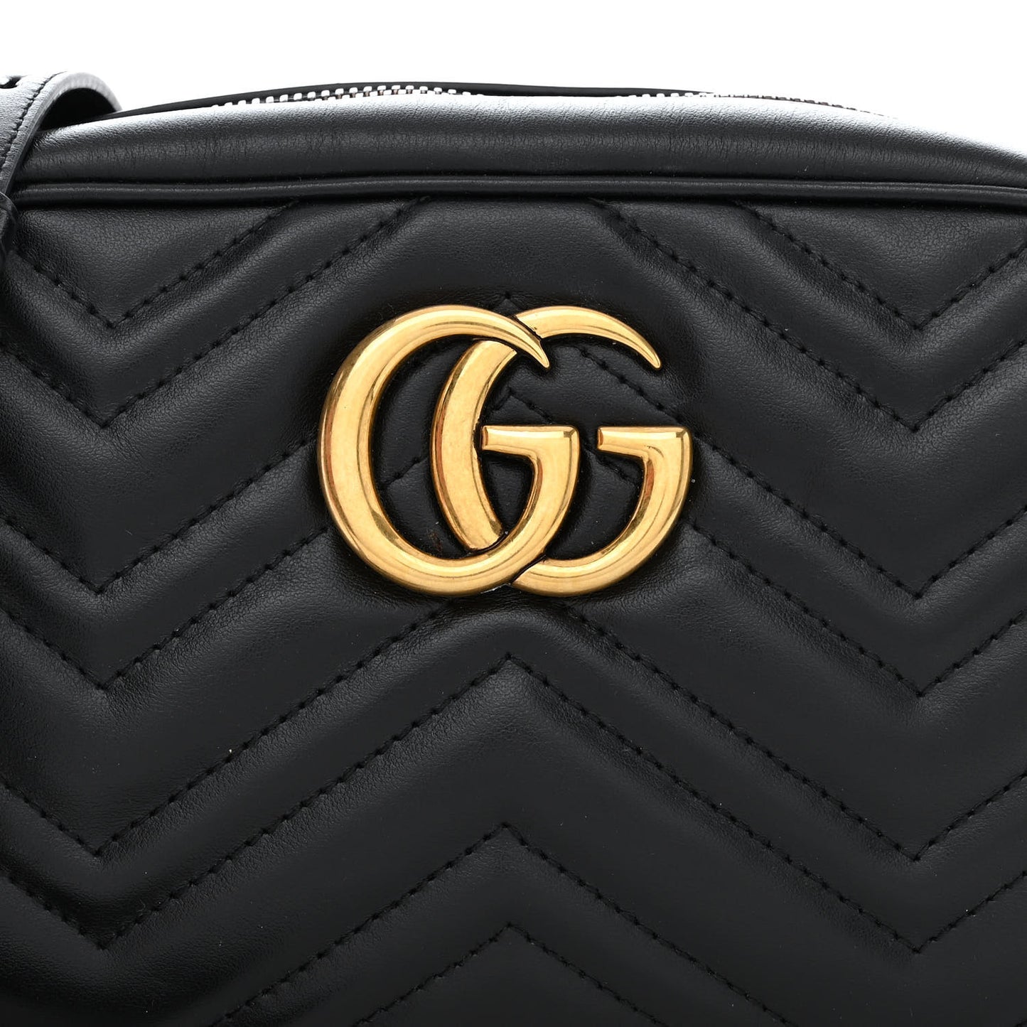Calfskin Matelasse Small GG Marmont Chain Shoulder Bag Black