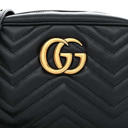 Gucci Calfskin Matelasse Small GG Marmont Chain Shoulder Bag Black 8 of 15