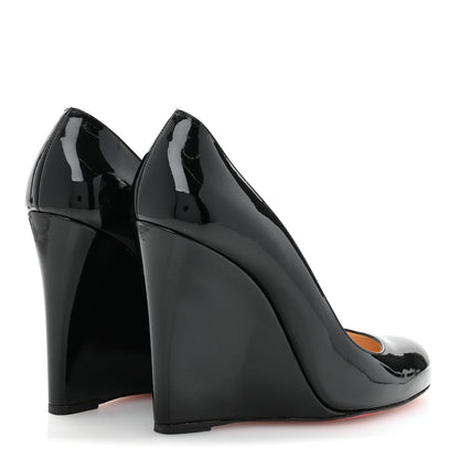 Christian Louboutin Patent Ron Ron Zeppa 80 Wedges 39 Black 5 of 10