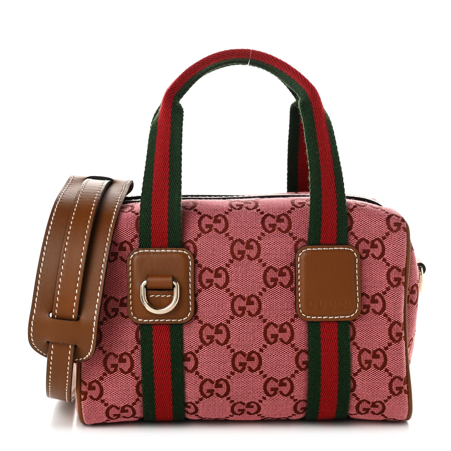 Gucci GG Supreme Web Mini GG Top Handle Bag Pink Beige 1 of 9