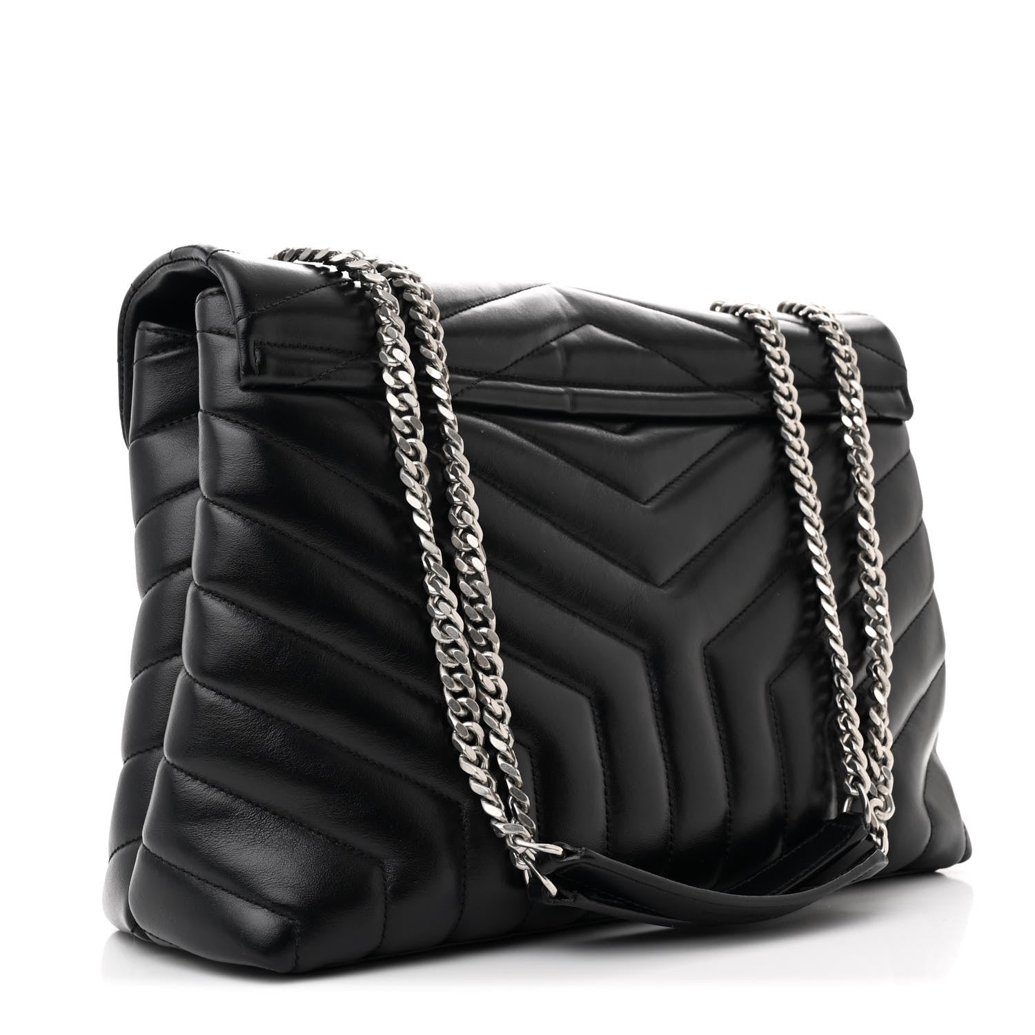 Saint Laurent Calfskin Y Quilted Monogram Medium Loulou Chain Satchel Black 3 of 12