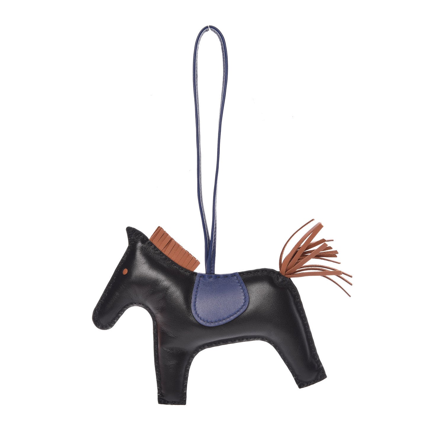 Milo Lambskin Grigri Rodeo Horse Bag Charm GM Black Bleu Encre Gold